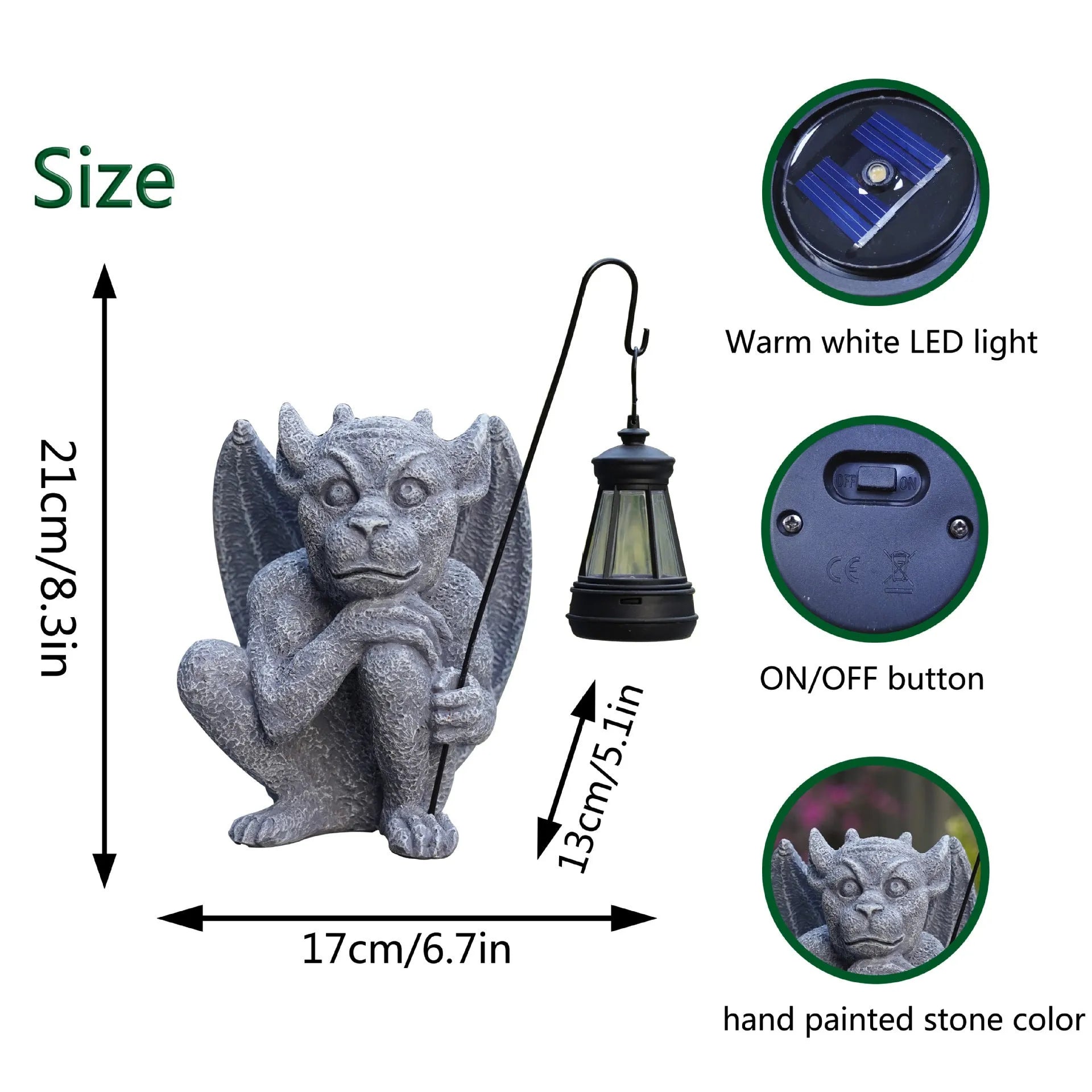 Creative stone statue ghost solar decoration resin garden lamp on outdoor patio