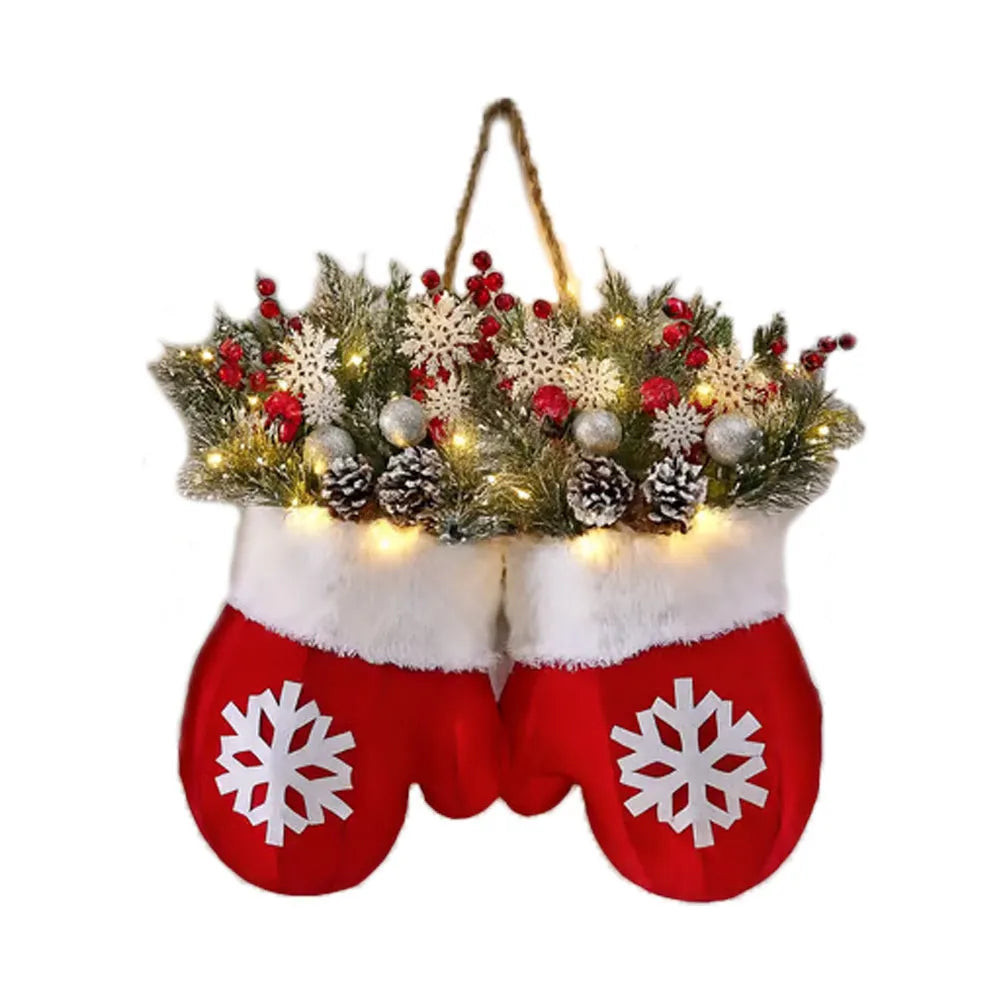 Christmas crutch candy lollipop gloves ornament made of non-woven fabric in 30x27cm size