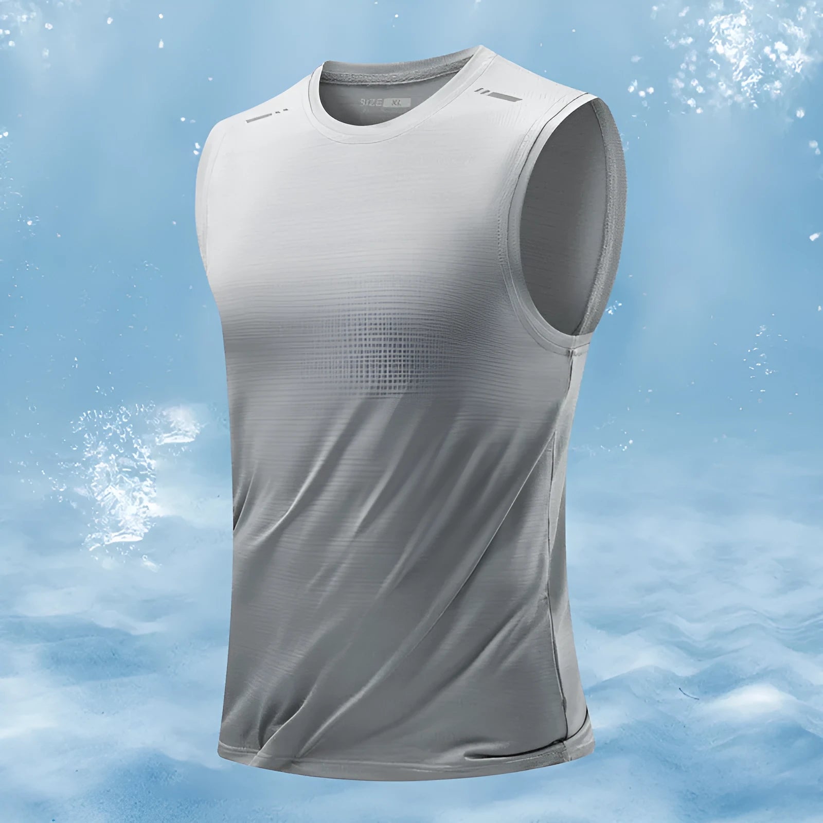 Men's loose-fit sleeveless waistcoat vest in a solid colour on a hanger.