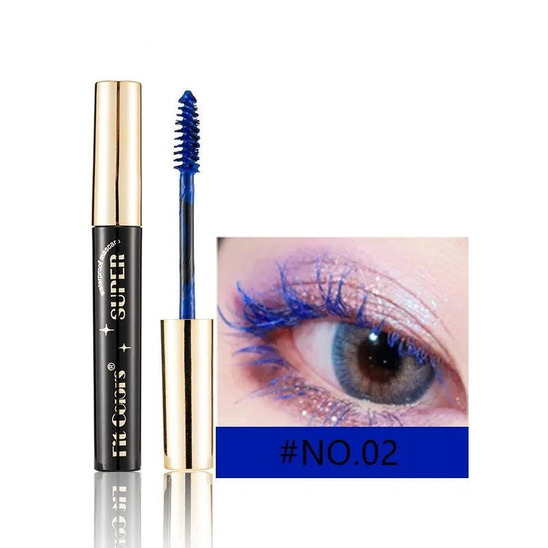 Colourful mascara for stage and nightclub use showing 12 different shade options