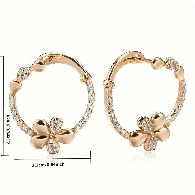 Copper geometric round ring earrings with electroplated finish, approximately 2.5 cm diameter