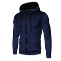 Men's polyester zip-up sports sweater in multiple colours including black, blue, and white