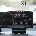 X1 automotive OBD instrument with LED display and metal casing measuring 10mm