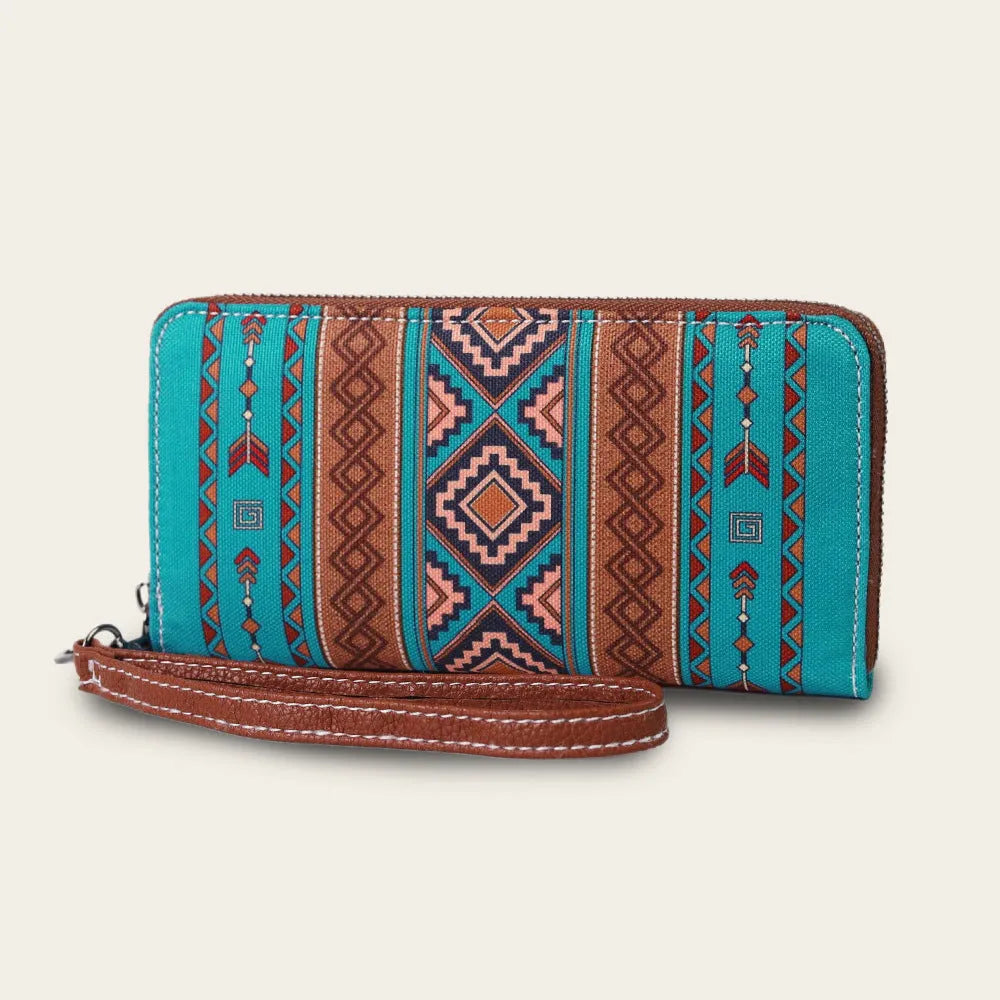 Bohemian stripe pattern RFID wallet in canvas with 20x10x2cm dimensions