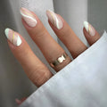 Medium drop-shaped plaid pattern wearable nail stickers with gel glue adhesive in JF0518 colour