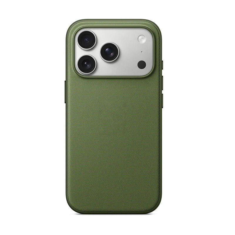 Woven cloth pattern magnetic suction phone case for iPhone 17 series in blue colour