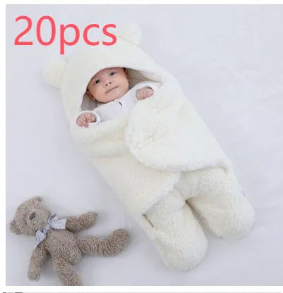 Cotton blend baby quilted sleeping bag wrapper shown in light blue colour