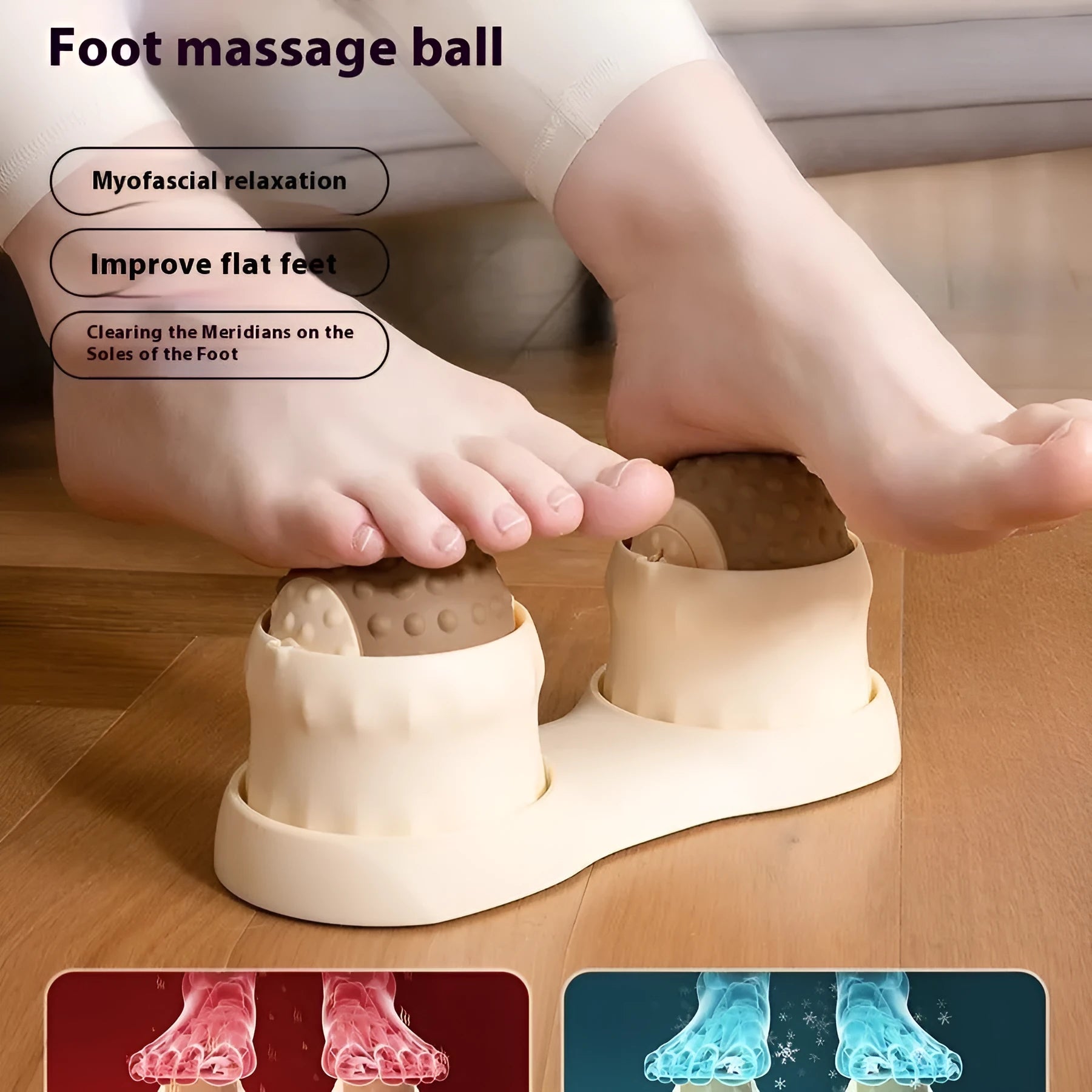 Massage ball with cold and hot compress functionality in caramel mocha colour for foot and back massage