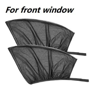 Set of four grey non-woven fabric mesh screens for car front and rear side windows
