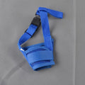 Adjustable plastic dog safety muzzle shown in multiple colours and sizes for biting and barking control.