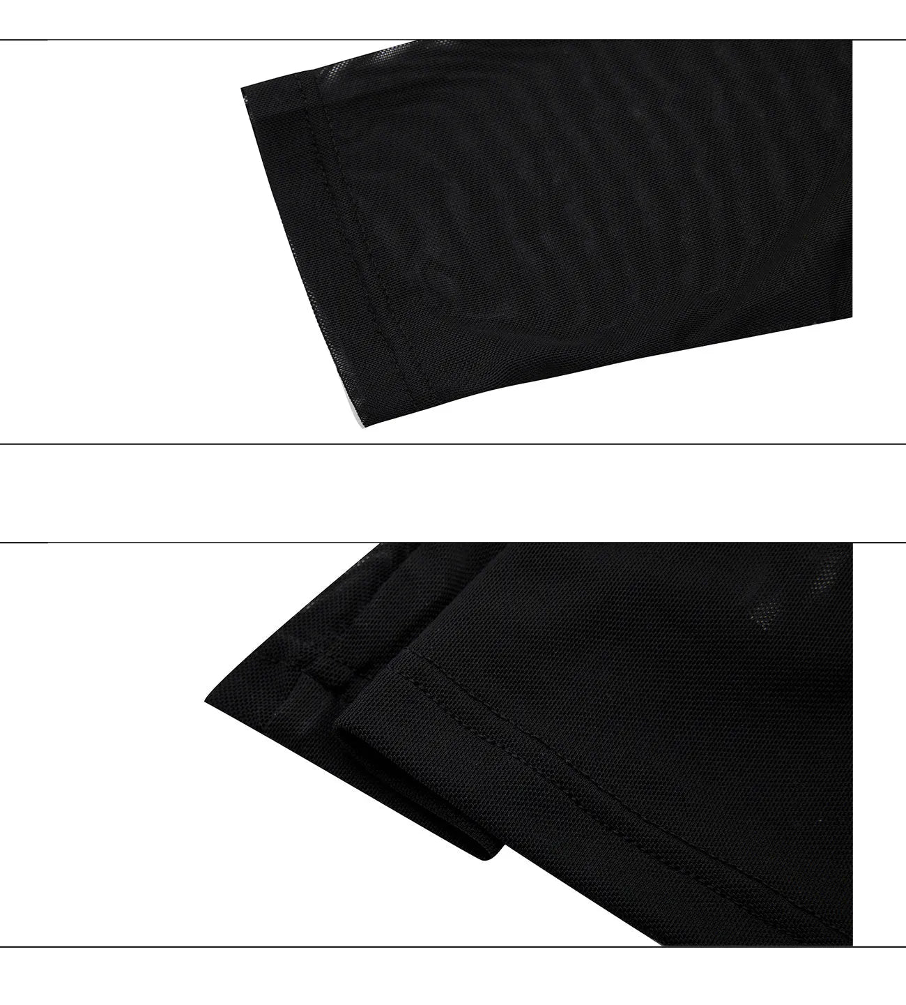 Black mesh slim-fit long sleeve women's shirt with ice-feel cooling fabric on a hanger.