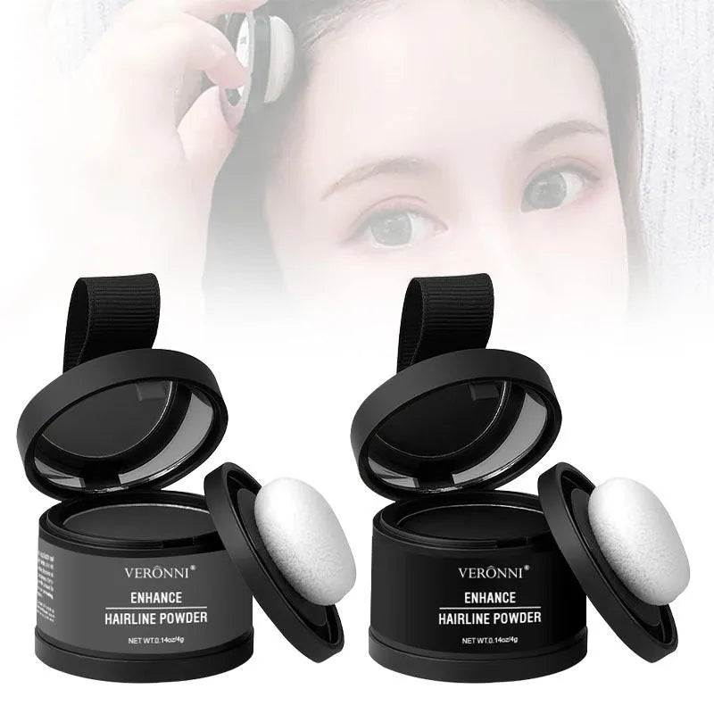 Hairline powder container with colour shade options for shadow repair and hairline coverage