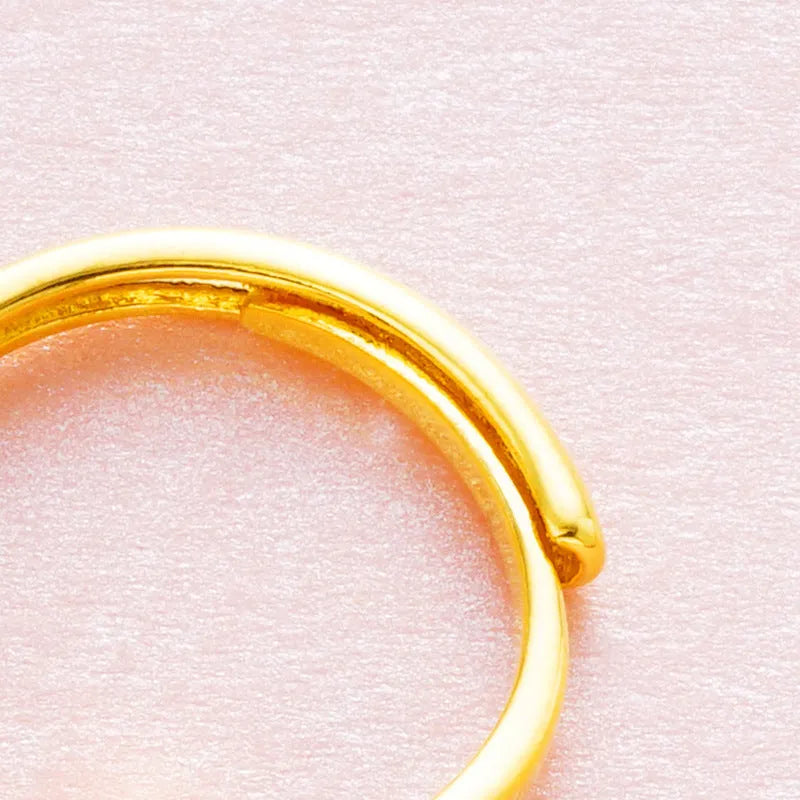 Women's Vietnam placer gold zircon ring copper electroplated adjustable opening white style