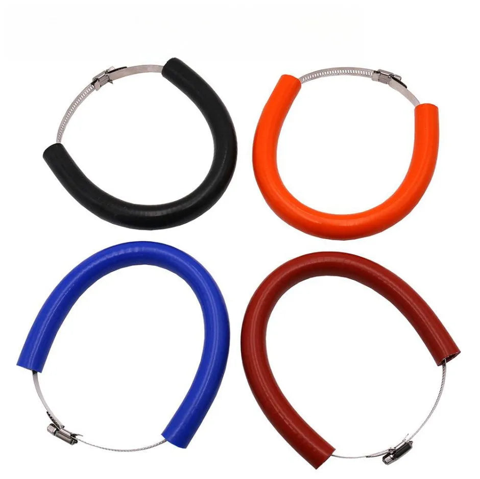 Universal motorcycle exhaust pipe anti-drop wring in stainless steel with black, blue, and orange colour options