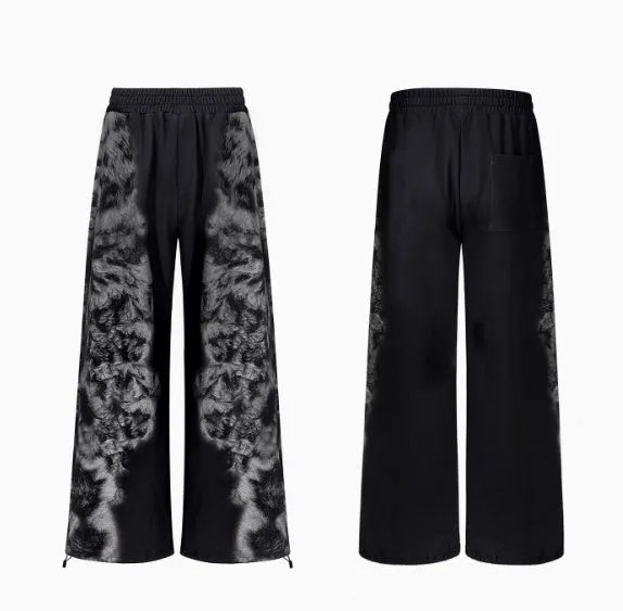 Streetwear three-piece set showing hoodie, seven-inch shorts and loose fit trousers with printed collage detail