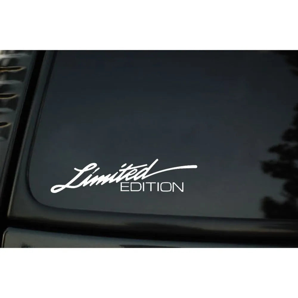 Reflective plastic bumper sticker in choice of black, white, or colourful finish, 16cm long by 3.8cm wide