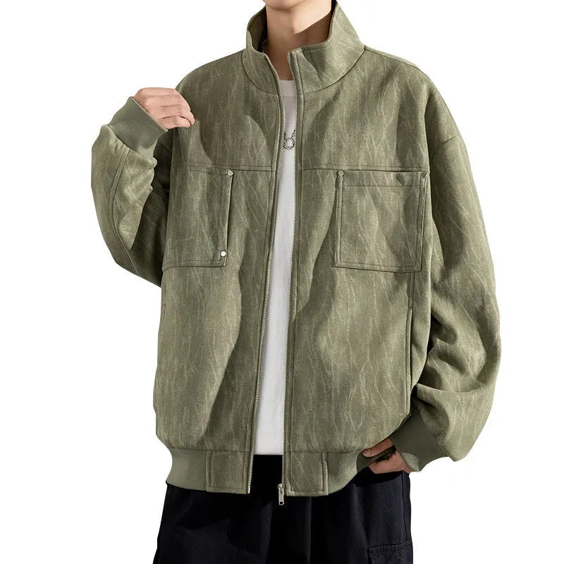Autumn Weight-catcher Trendy Long Sleeve Casual Coat Men's Clothing in Dark Gray, Bean Green or Lilac, Polyester Drop-Shoulder Casual Coat Available in Sizes M to 8XL for Large Size Men, Suitable for Everyday Leisure Wear and Outdoor Relaxation