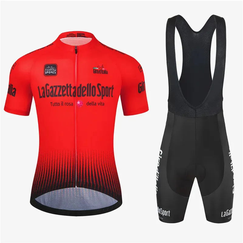 Cycling short sleeve suit in polyester fabric for road biking, available in multiple colours and sizes