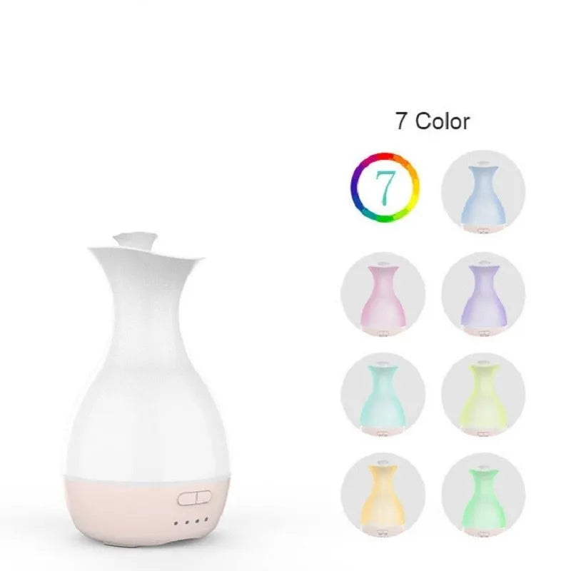 White ultrasonic flower arrangement aroma diffuser with colourful night light and 200ml water tank