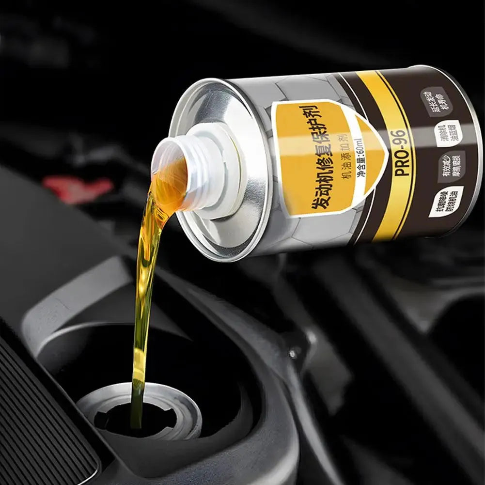 White bottle of 60ml engine oil anti-wear additive for car engine protection