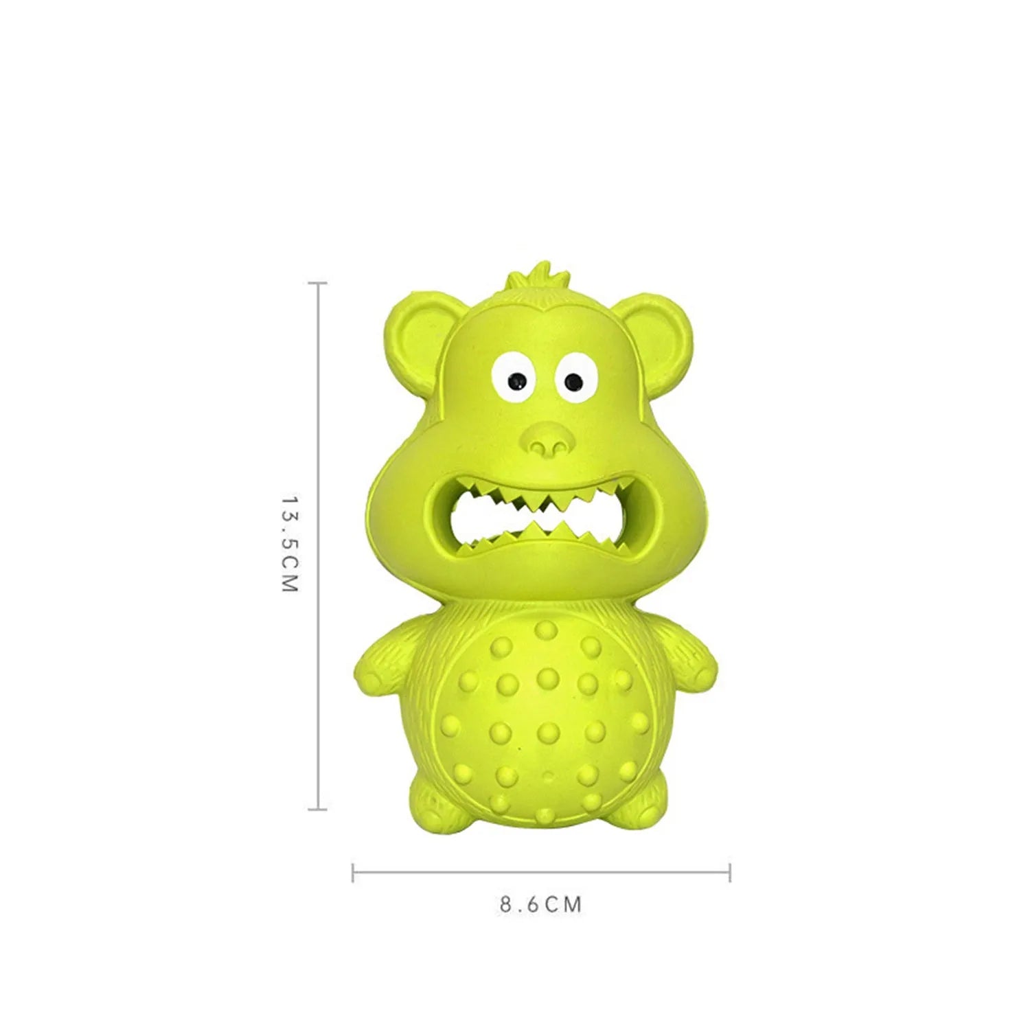 Green and yellow natural rubber dog chew toy for aggressive chewers