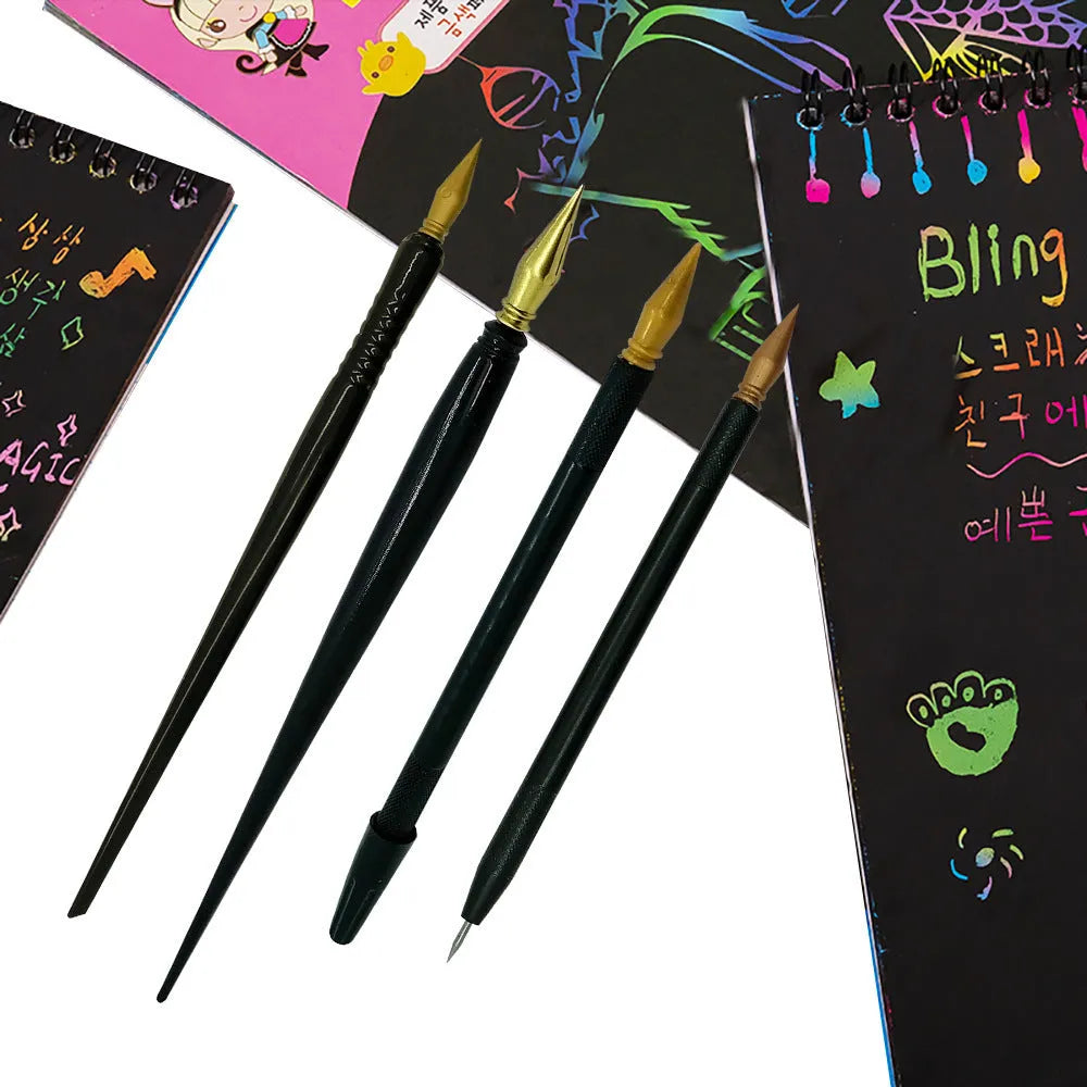 PS plastic scratch art pen for children's drawing and crafting activities.