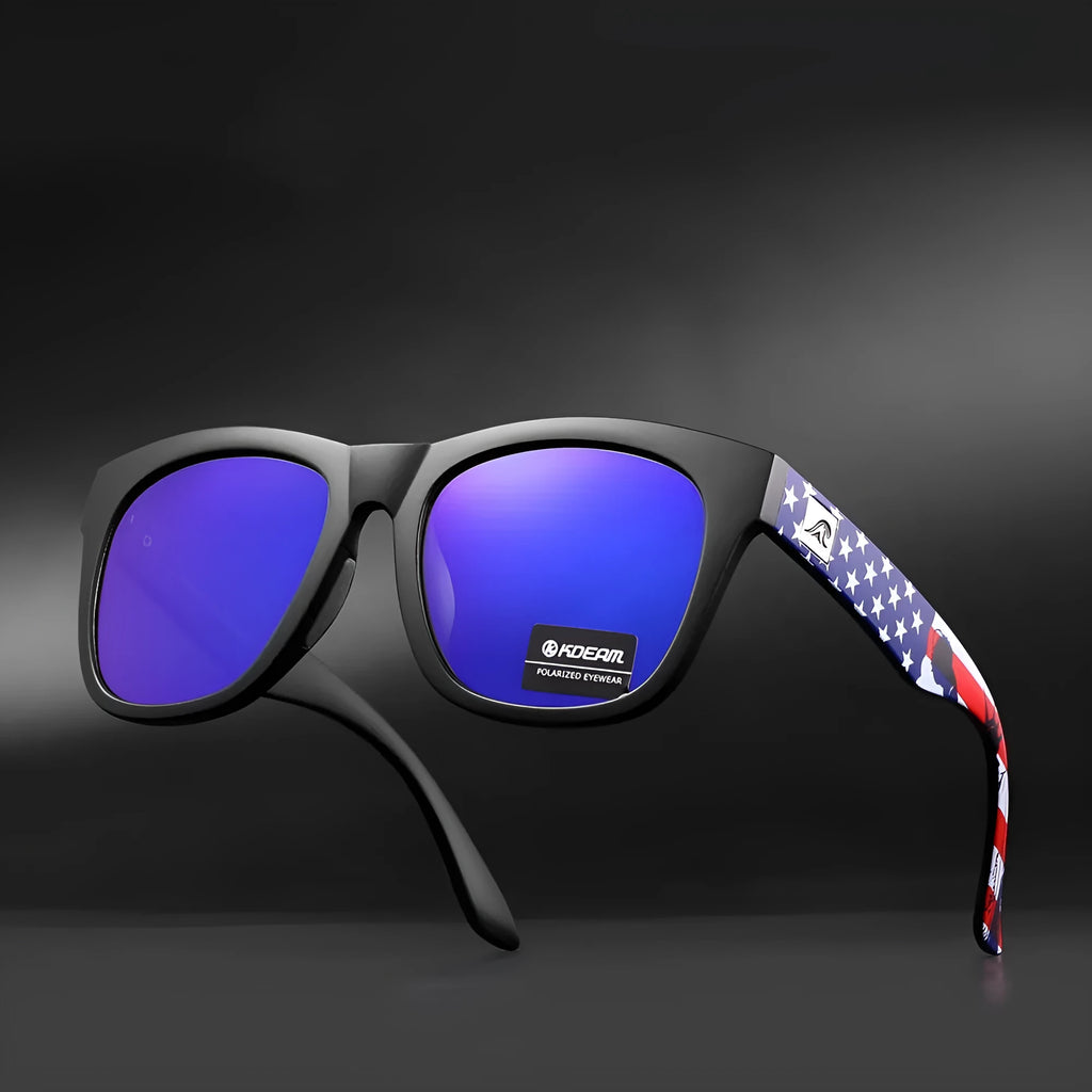 Polarised sunglasses with TAC lenses and thickened PC frames for outdoor UV protection