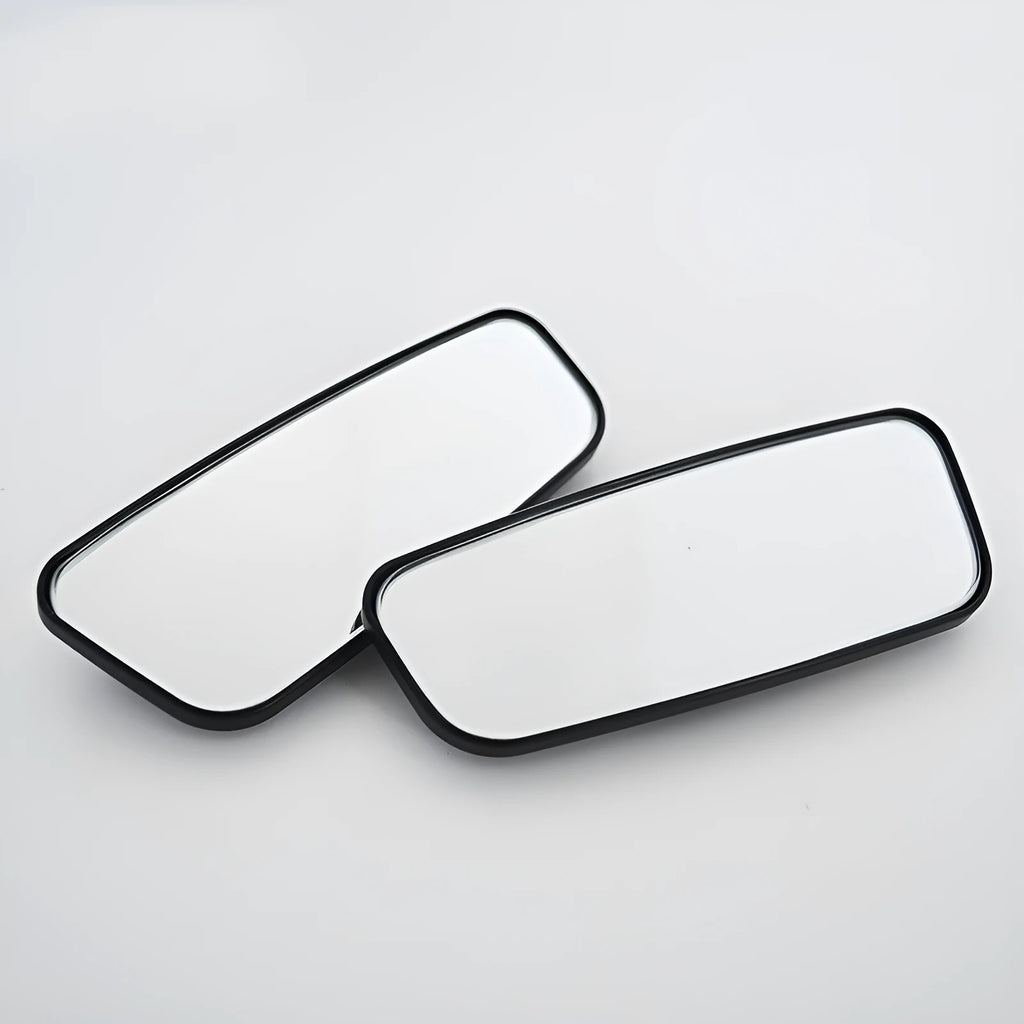 Pair of chrome-plated glass curved surface rear view mirrors for GM vehicles, 95x35mm, with adhesive backing