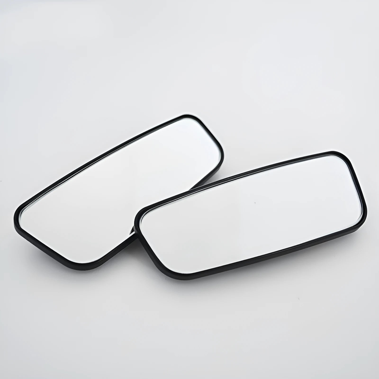 Pair of chrome-plated glass curved surface rear view mirrors for GM vehicles, 95x35mm, with adhesive backing