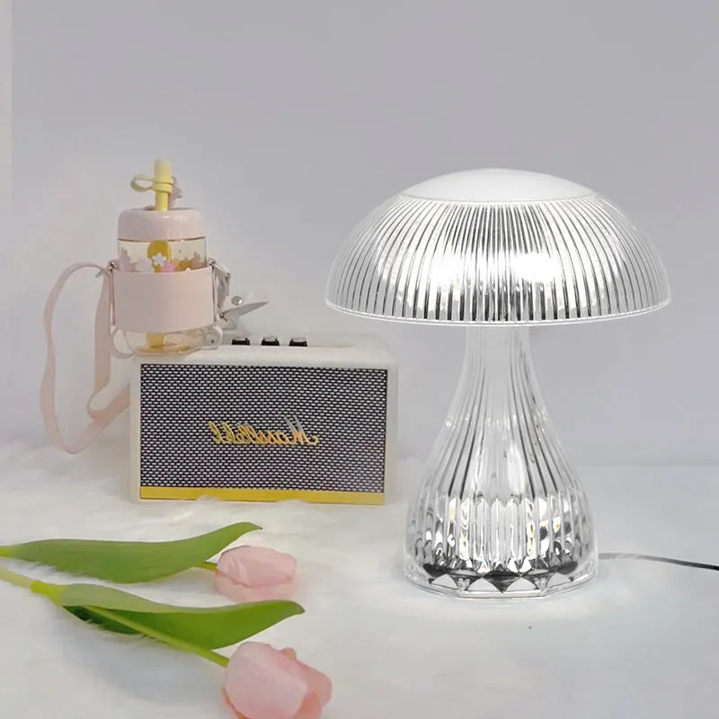 USB rechargeable touch night lamp with 20x16cm acrylic light body showing three colour settings