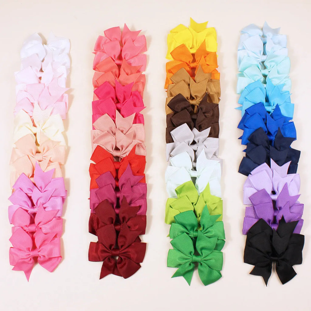 20 colourful grosgrain ribbon hair bows with alligator clips for baby girls and toddlers