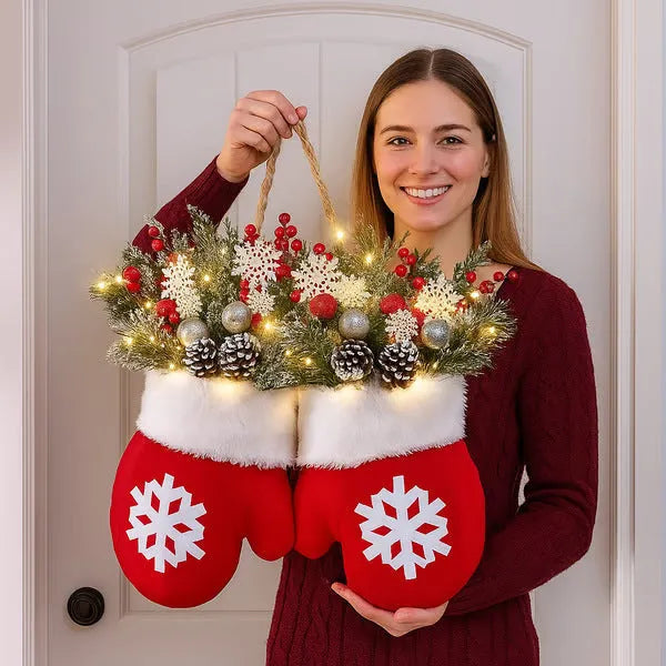 Christmas crutch candy lollipop gloves ornament made of non-woven fabric in 30x27cm size