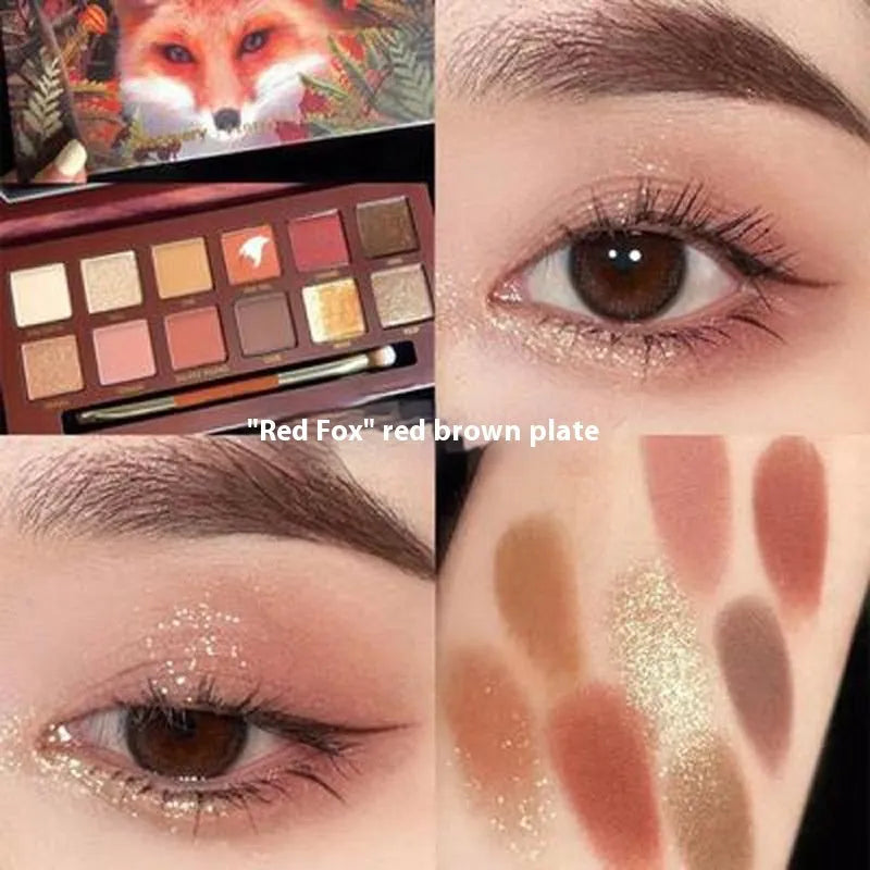 Explorer twelve-colour animal eye shadow palette showing golden tiger, red fox and leopard design shades