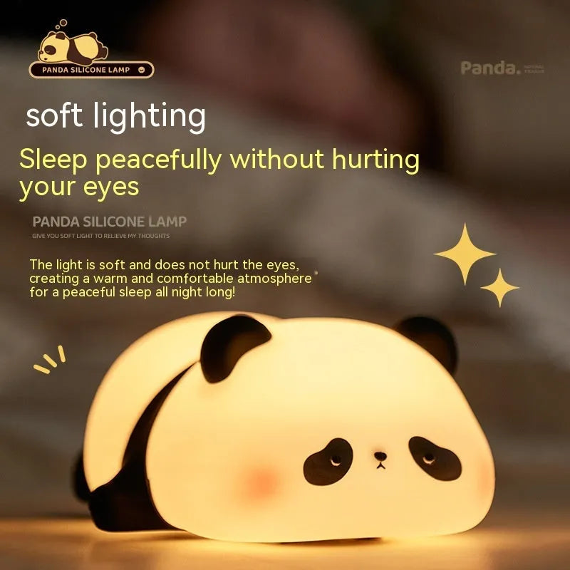 Cartoon panda night light made from BPA-free silicone with clap activation feature