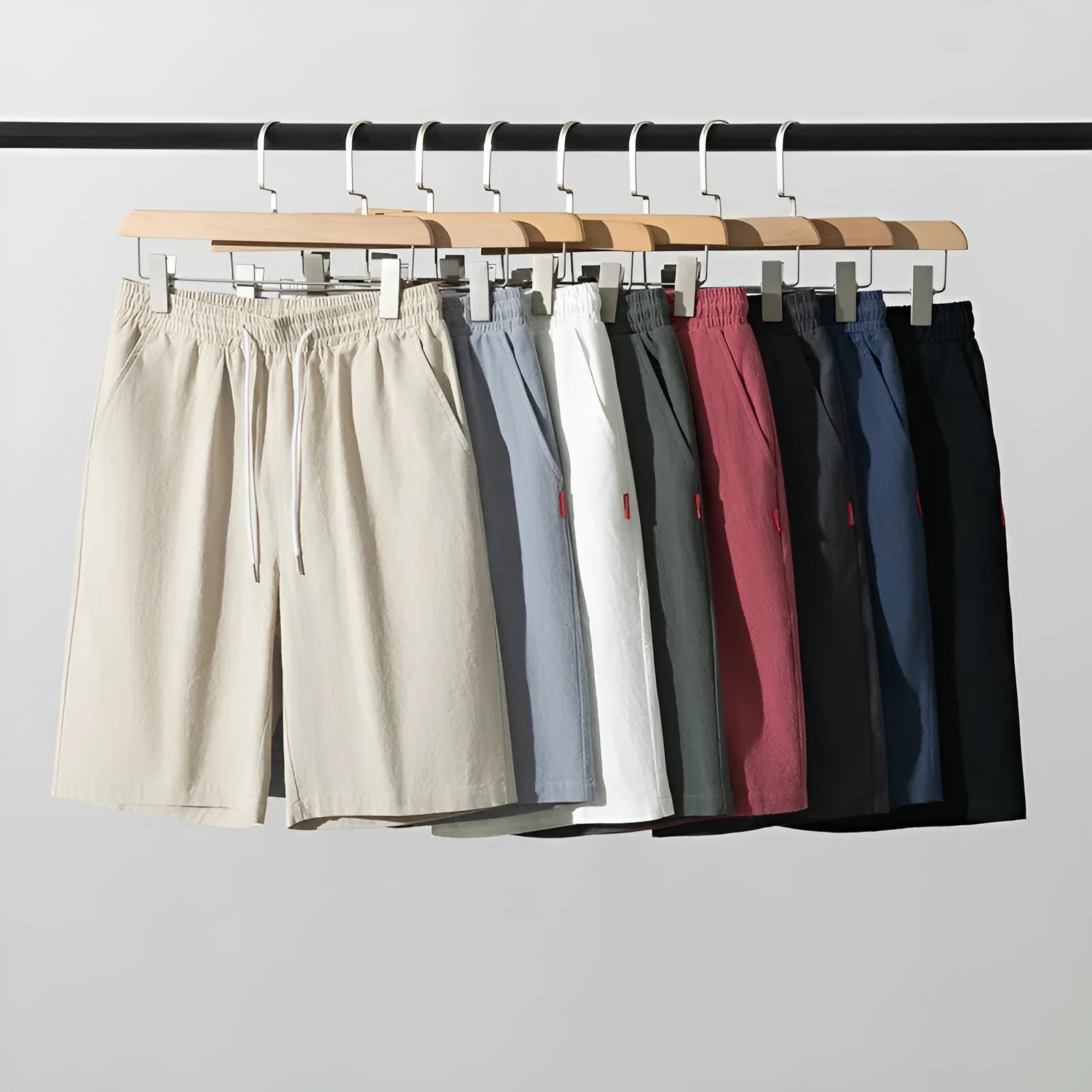Solid colour cotton linen cropped pants with drawstring waist in army green