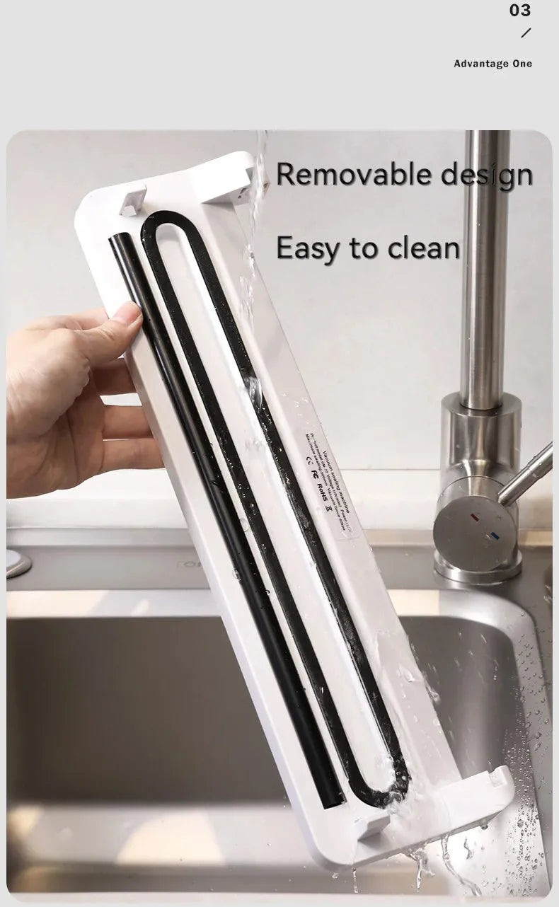 Compact white automatic vacuum sealer machine for household food preservation with portable design