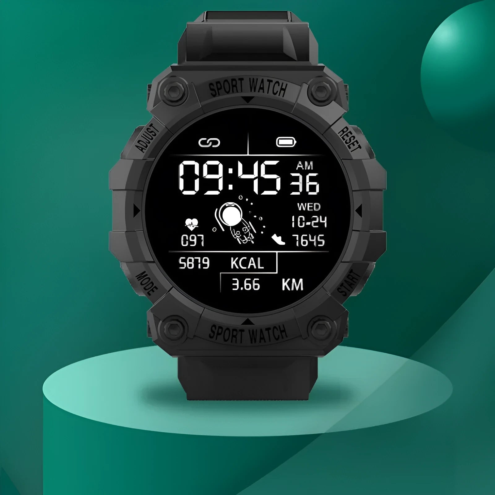 Spaceman Round FD68S smart bracelet 144 colour TFT screen black strap on wrist smart reminder