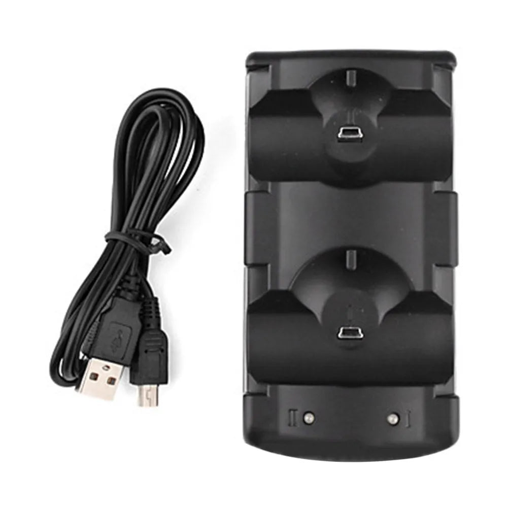 Black PS3 dual controller USB charging dock station with two charging ports