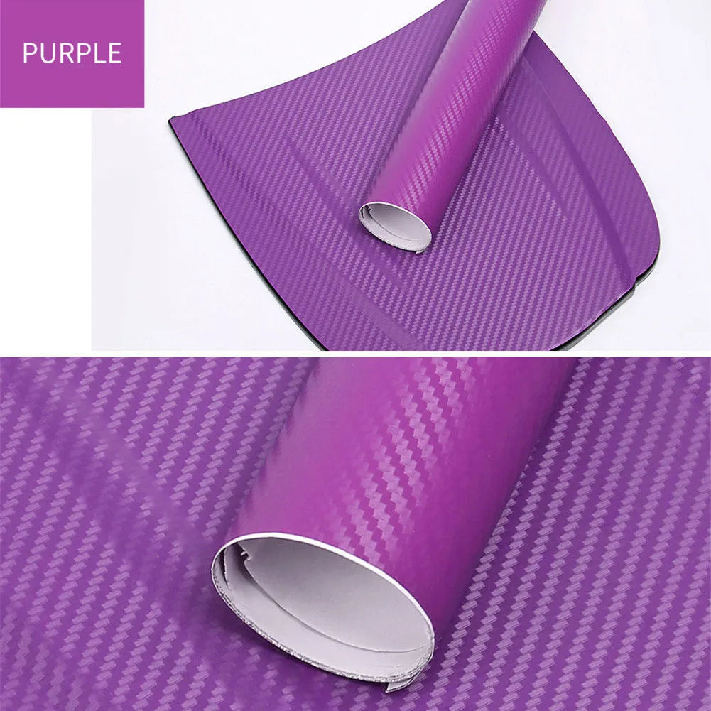 Carbon fibre sticker roll with 3D stereo texture in eight colour options for car decoration