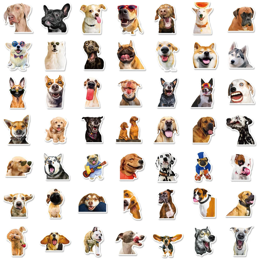 Realistic dog facial expression sticker pack with 100 sheets and Nordic style canine designs