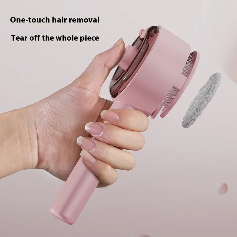 Ceramic white pet grooming brush with spray nozzle, UVC blue light, and fine needles for dogs and cats.