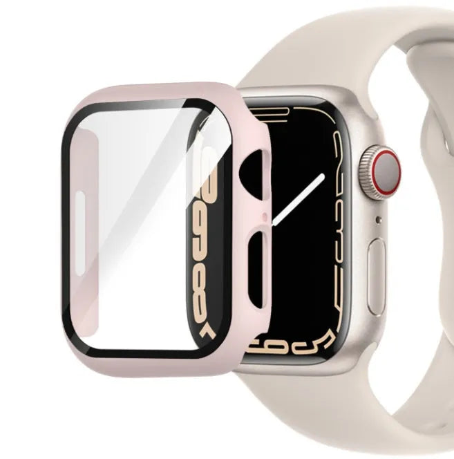 PC tempered film Apple Watch case in various colours and sizes on a watch