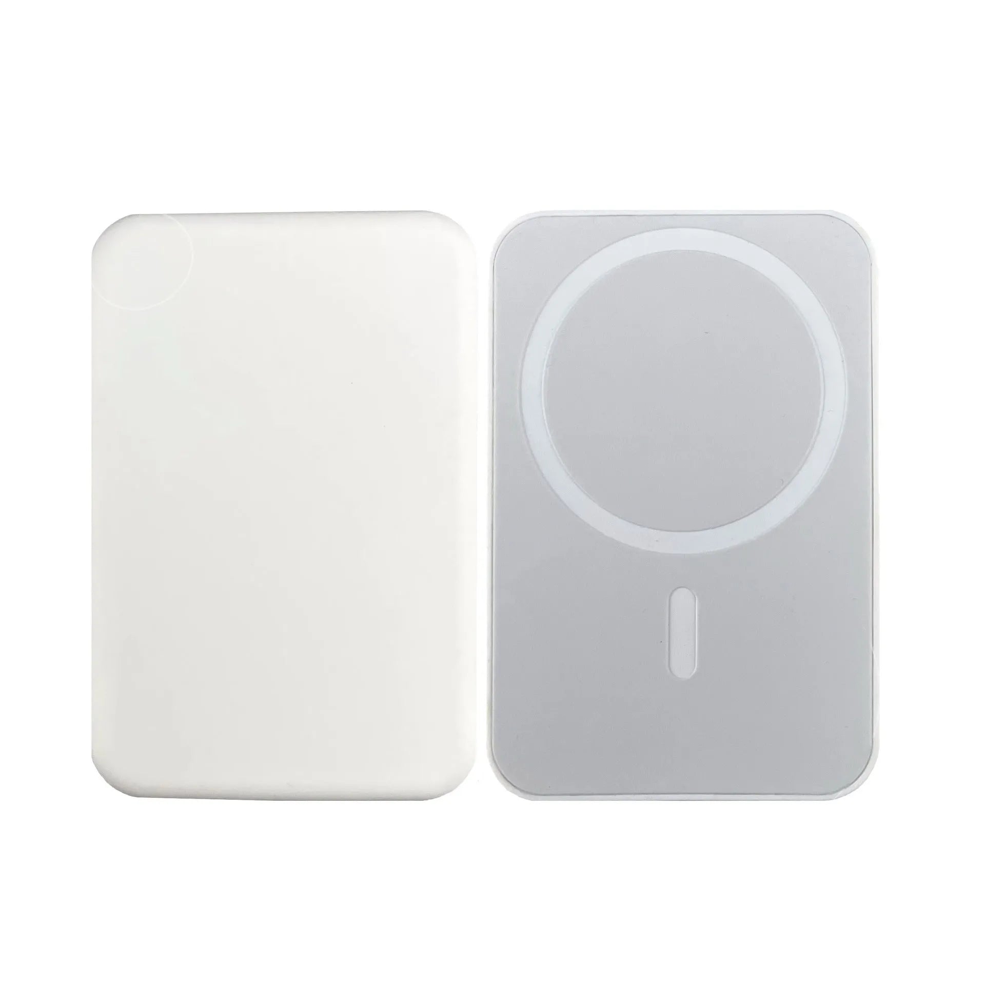 White magnetic wireless charging power bank showing compact size and creative design.