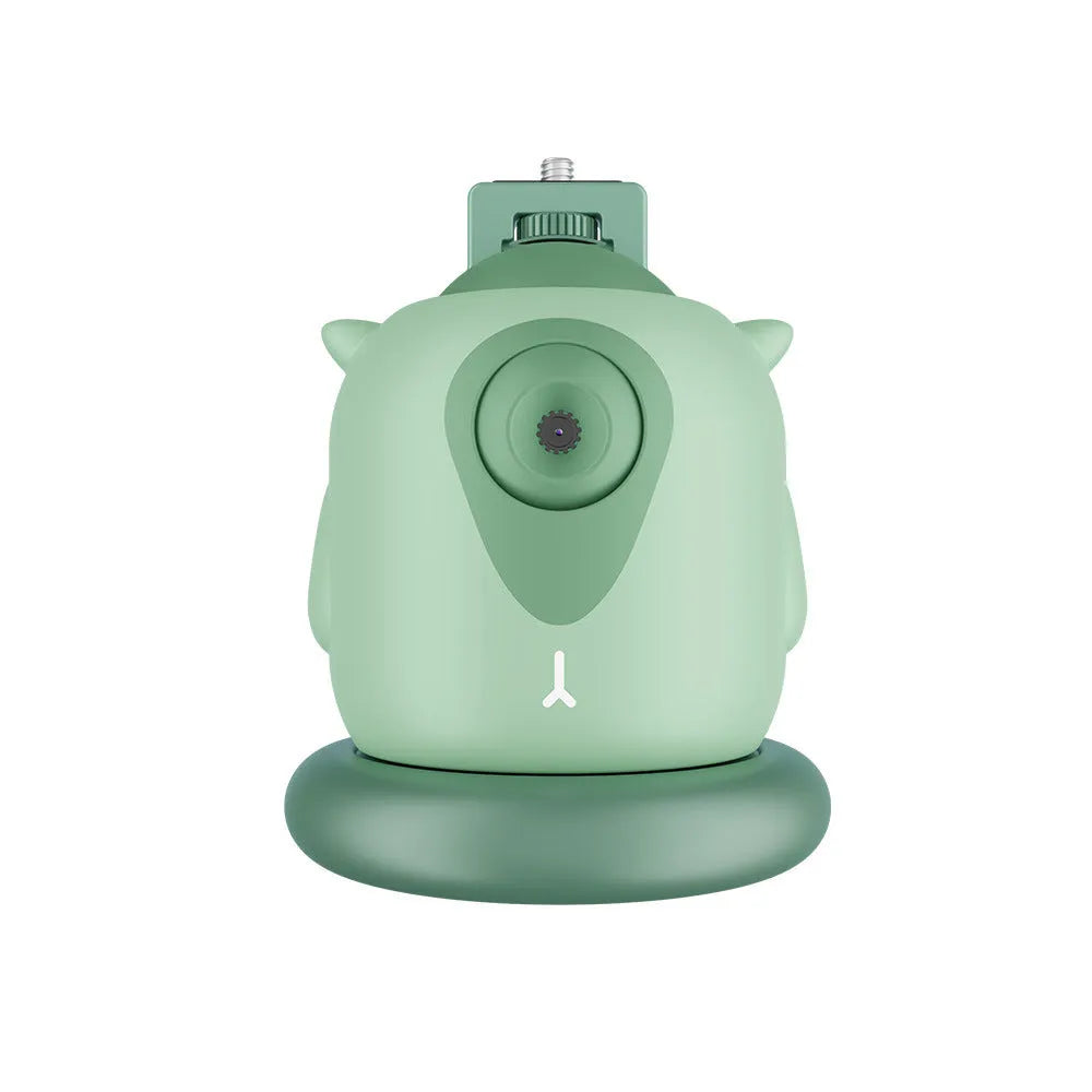 Dark green intelligent follow-up gimbal with AI camera on 360-degree rotating base