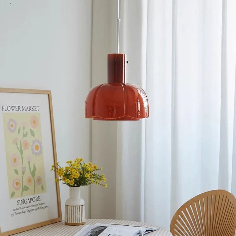 Medieval style glass bud dining room chandelier pendant light in retro design