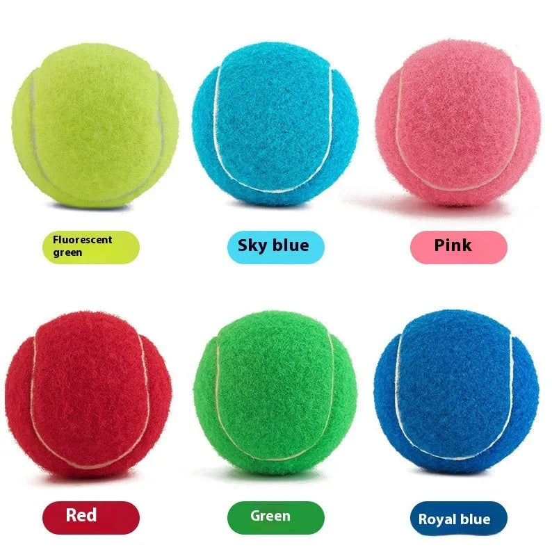 6.3cm rubber tennis ball dog toy in bright colours for bite-resistant play