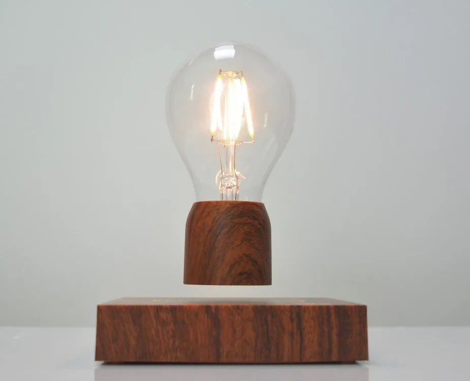Magnetic levitation floating light bulb with imitation wood base