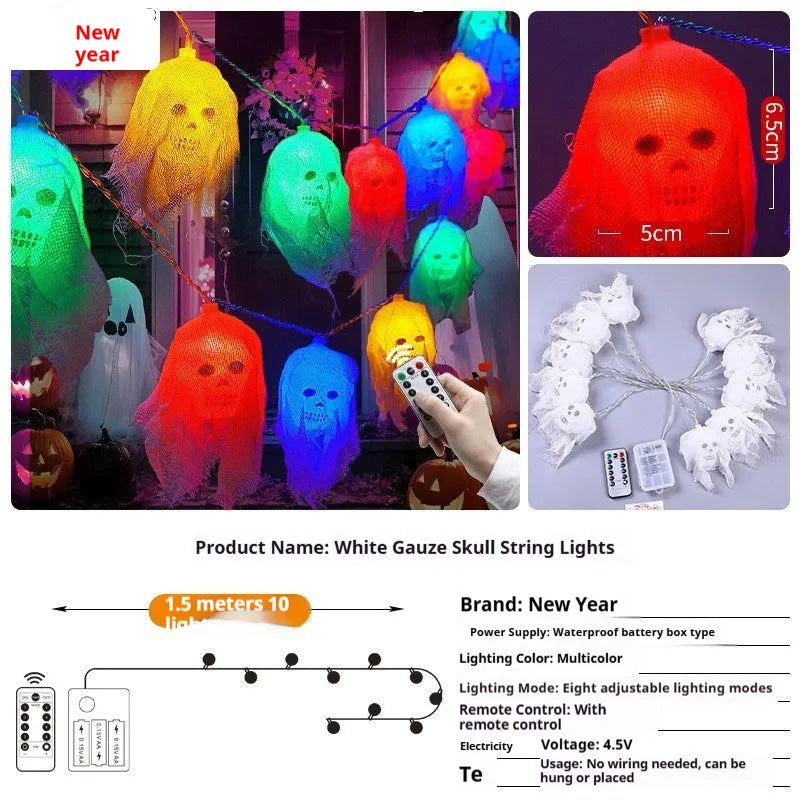 Halloween coloured LED light strings with battery box for indoor wall decoration