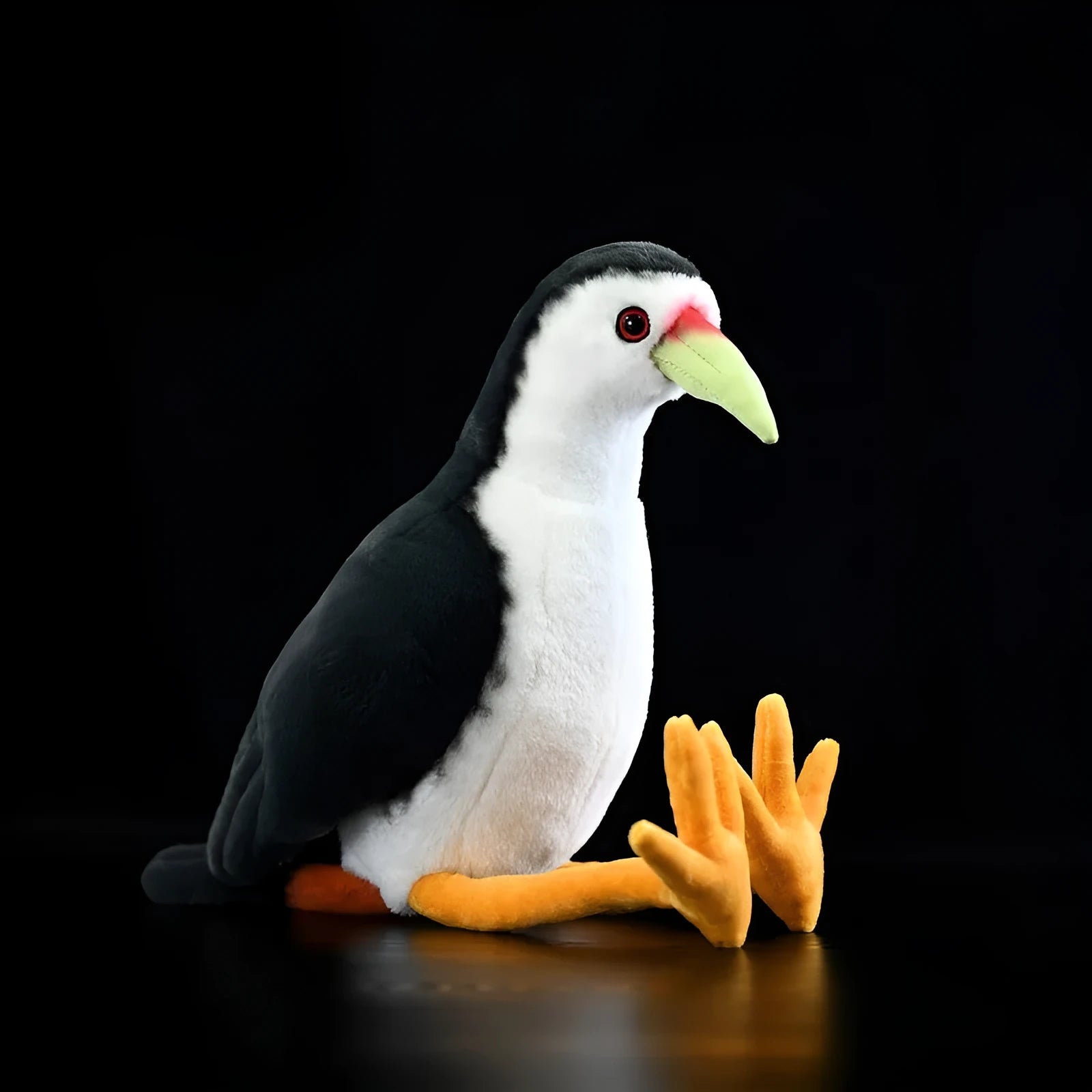 White-bellied rail plush toy in soft polyester, 27cm head-to-chest, white-breasted waterhen colouring