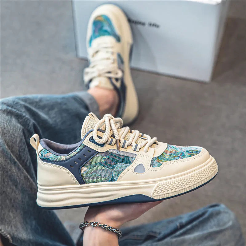 Canvas casual shoes with flat heel in Milan green and beige colour options for daily sports and leisure wear